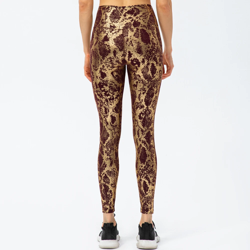 Foil Printing Leggings Women High Waist Push Up Sporty Leggings Woman Sexy Fitness Sport Tights Fashion Snake Print Yoga Leggins