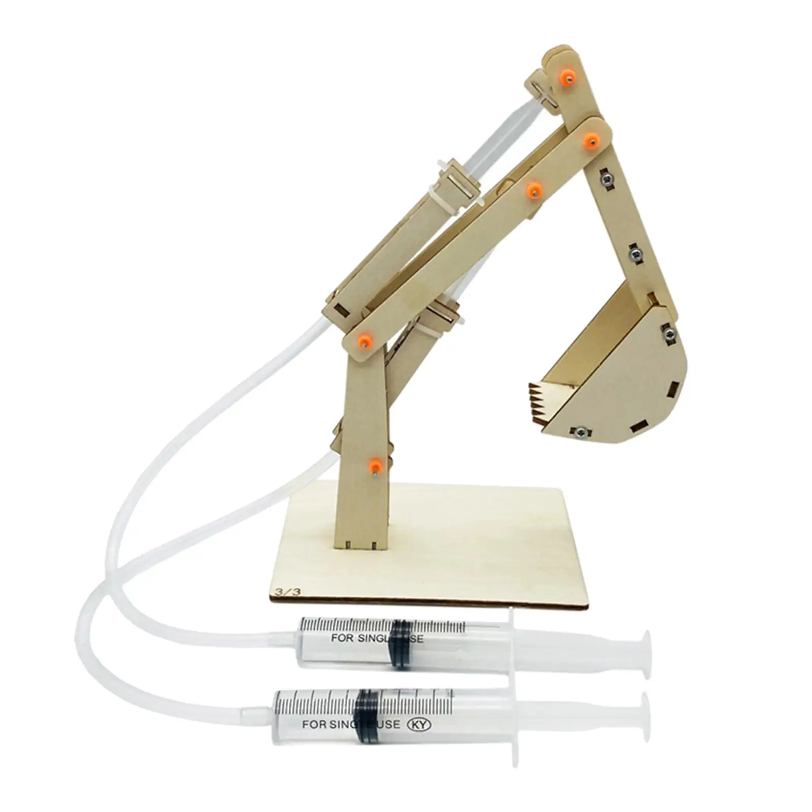 

Wooden Two Channel Hydraulic Excavator DIY Science Self Assembly for Classroom Props Creative Gift Children Teens Students