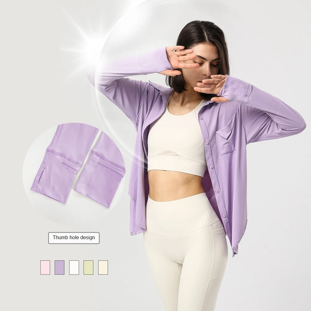 Summer Sun Protection Yoga Shirt Loose Ice Silk Cool Women's UV Protect Clothing Outdoor Sports Climbing Fitness Overshirt