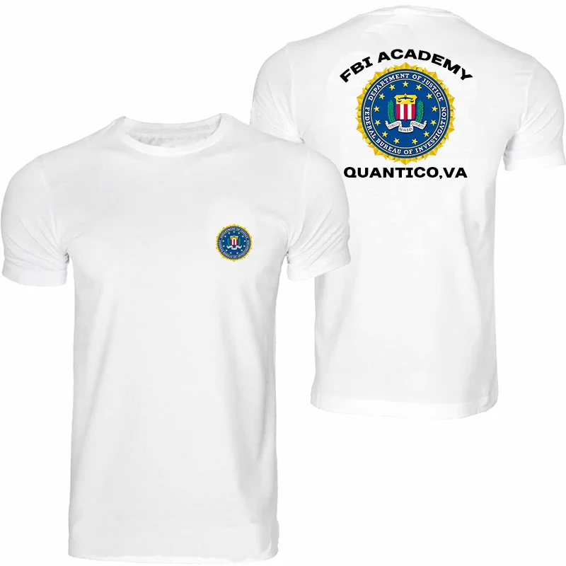 

FBI Academy Quantico VA Police United States Department Of Justice T-Shirt Men's Printed Army O Neck Shirts Tees Cool Tops 4X 5X