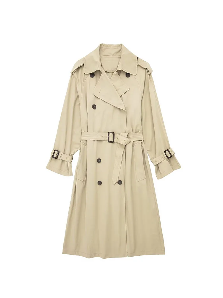 BSK&ZA&TRF 4369240 Women 2023 New Fashion With Belt loose double-breasted Casual Trench Coat Female Outerwear Overcoat 4369/240