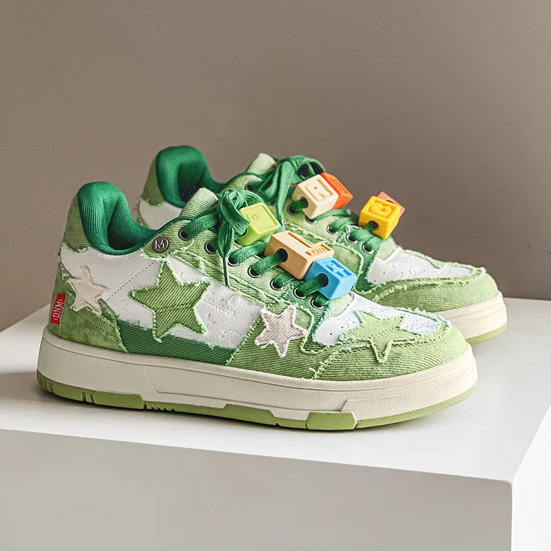 Мужские кроссовки в стиле Харадзюку для скейтборда зеленая Вулканизированная