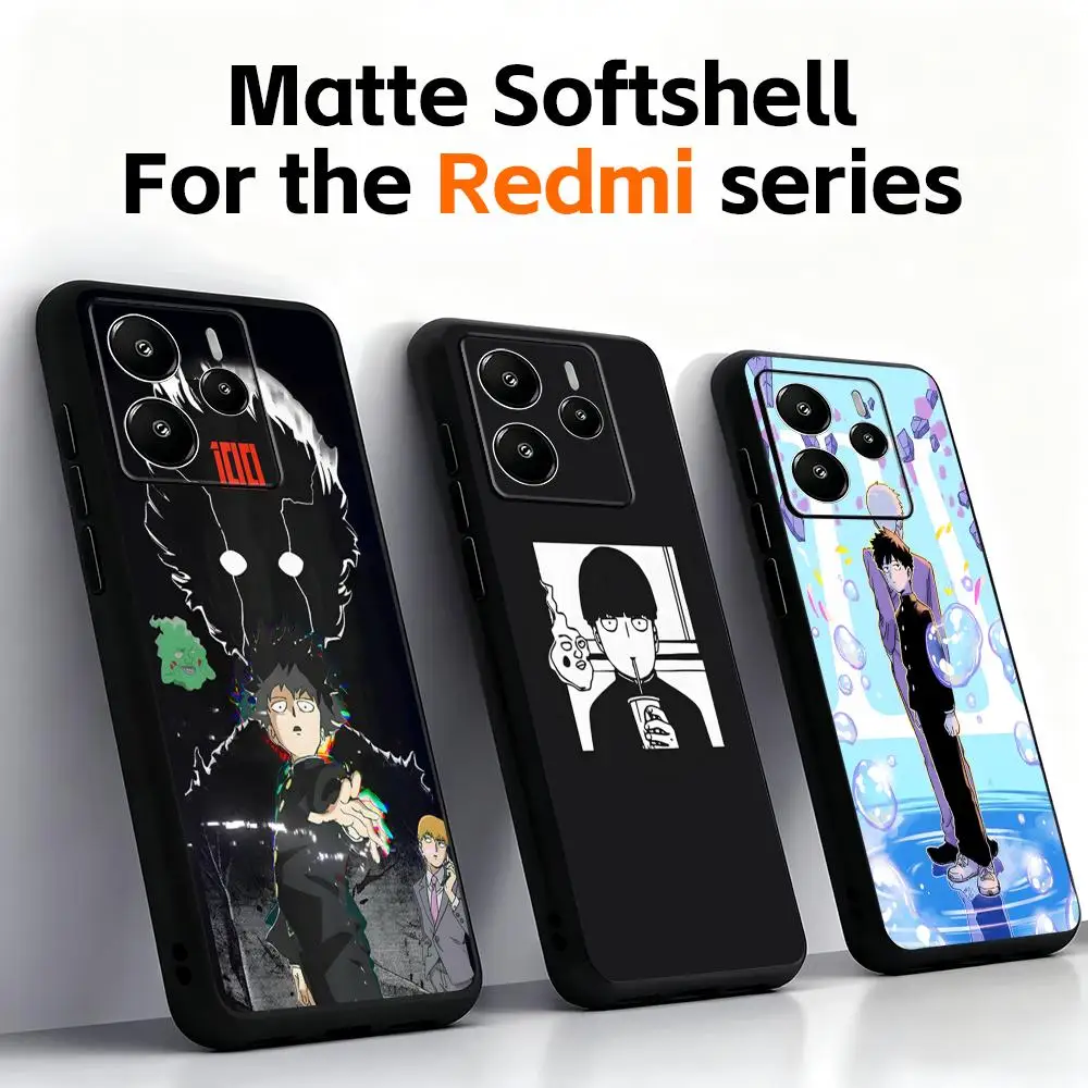 Фото Популярный чехол для телефона с изображением аниме Mob Psycho 100 для Xiaomi Redmi Note 17 15 14C 13C 12C 14 13 12 Pro Plus S, мягкий черный чехол для телефона №1