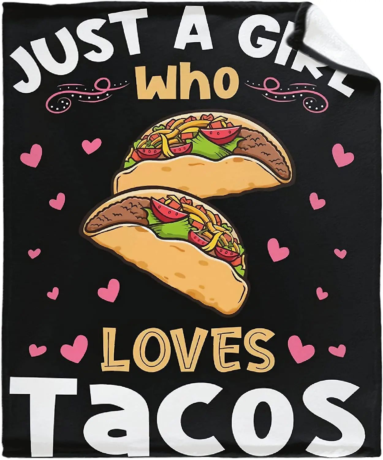 

FUNDESIGN Just A Girl Who Loves Tacos Flannel Throw Blanket Soft Warm Lightweight Microfiber Fleece Blanket for Couch Sofa Or