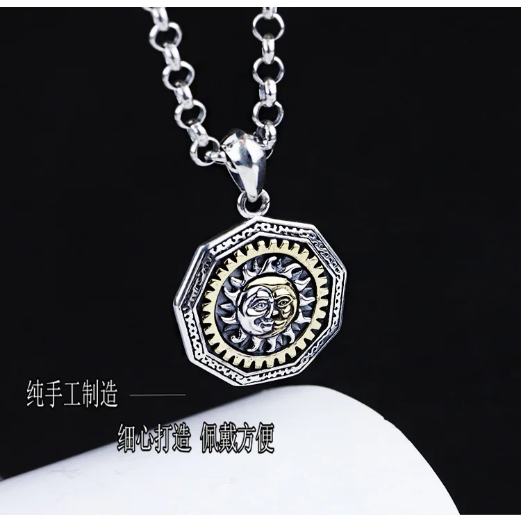 

Мужское ожерелье «глаза» из чистого серебра S925 пробы, модный новый кулон, восстанавливающий древний путь-солнце