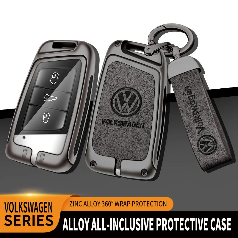 Фото Колпаки ступиц из цинкового сплава, кожаный чехол для дистанционного ключа автомобиля, полное покрытие, брелок для VW Volkswagen Passat B8 Tiguan Magotan Golf, брелок Ac №3