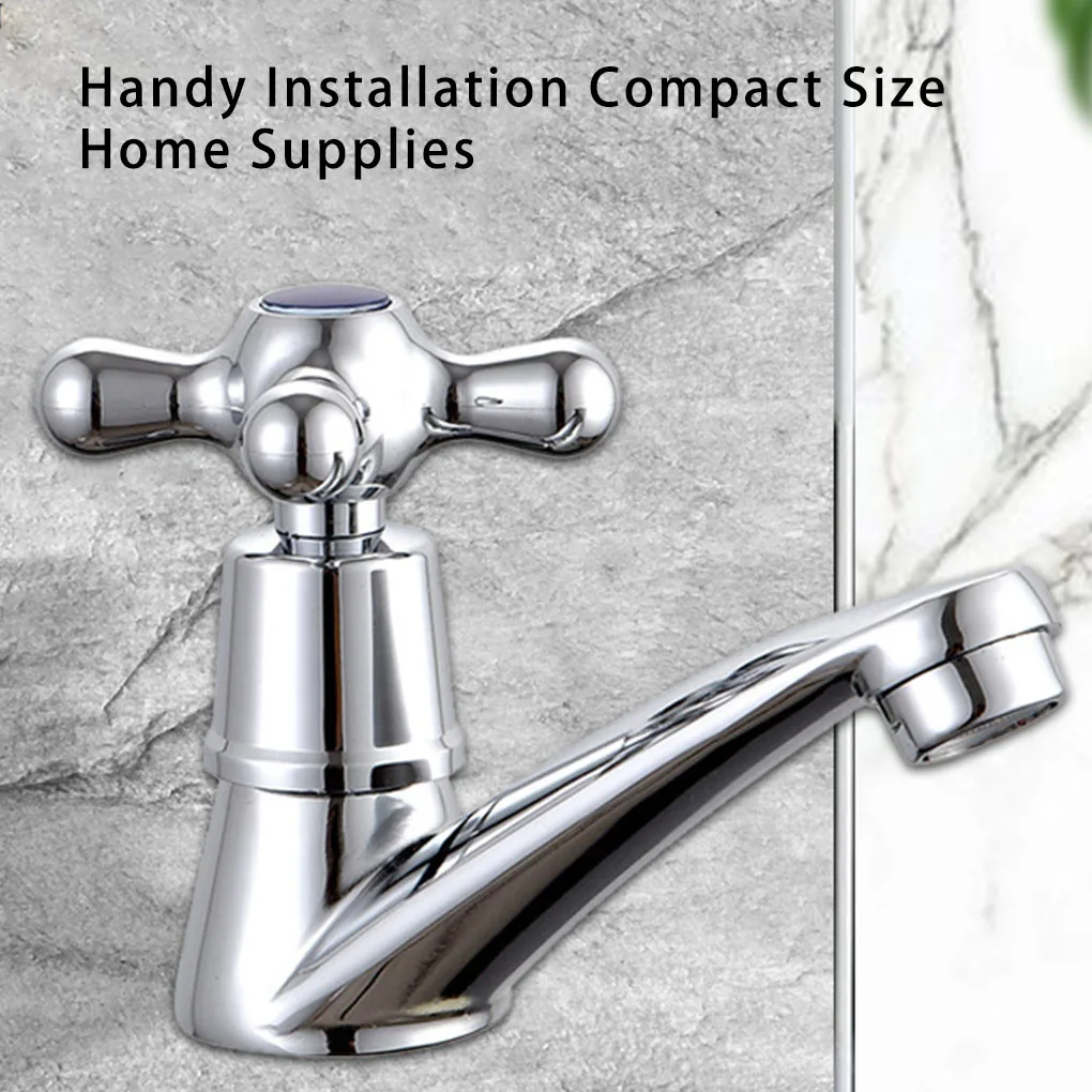

Water Tap Cold Faucet Liquid Sprayer No Burrs Handy Installation Long-lasting Exquisite Cross Handle Sink Accessory