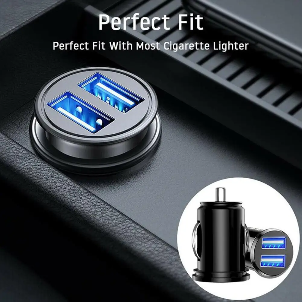 

2.1A 12V Power Dual USB Car Charger 2 Port USB Mini Car Lighter USB Charger Cigarette Dual Adapter A7Y7