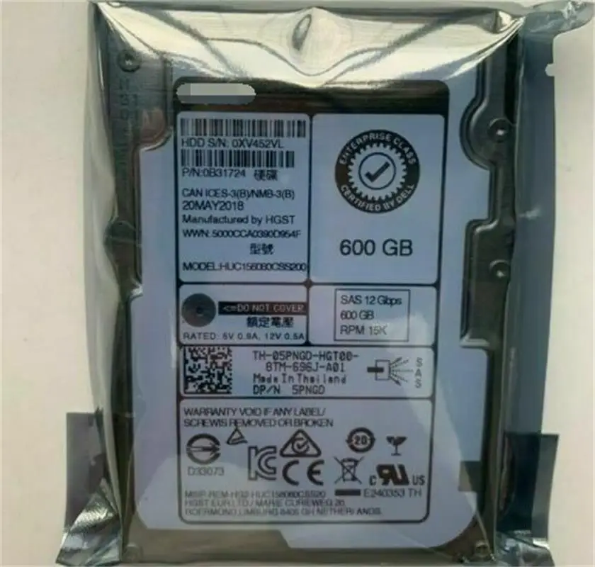 

Для жесткого диска 5PNGD 05PNGD Dell ENTERPRISE 600GB 15K RPM 12Gbps 2,5 "SAS HDD