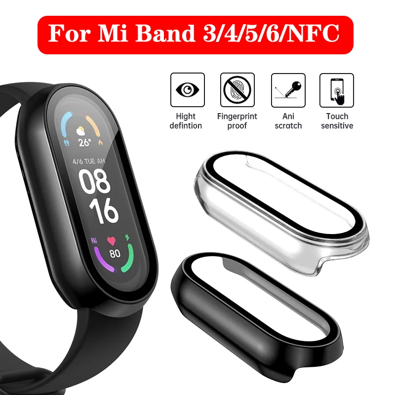 

2 In 1 Case+Film For Xiaomi Mi Band 7/6/5/4/3/NFC Universal Smartwatch Durable Screen Protector Cover For Mi Band 3 4 5 6 7