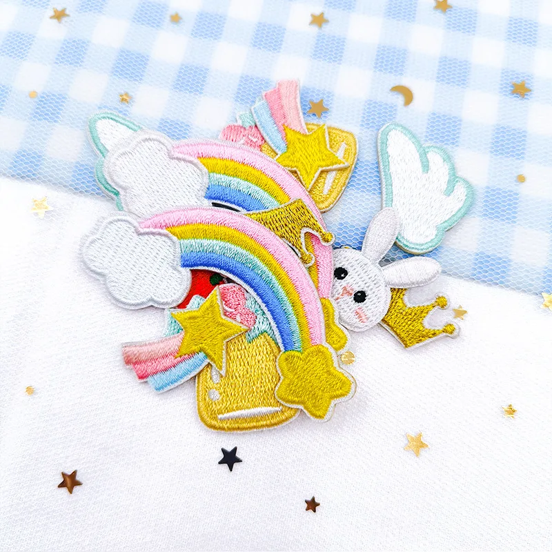 Милый кролик Метеор Вишня Корона самоклеящаяся нашивка с вышивкой аппликация DIY