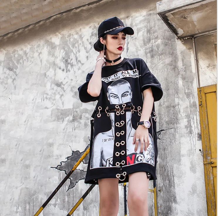

Gothic Punk Style European and American Street Fashion Women's T-shirt Tops