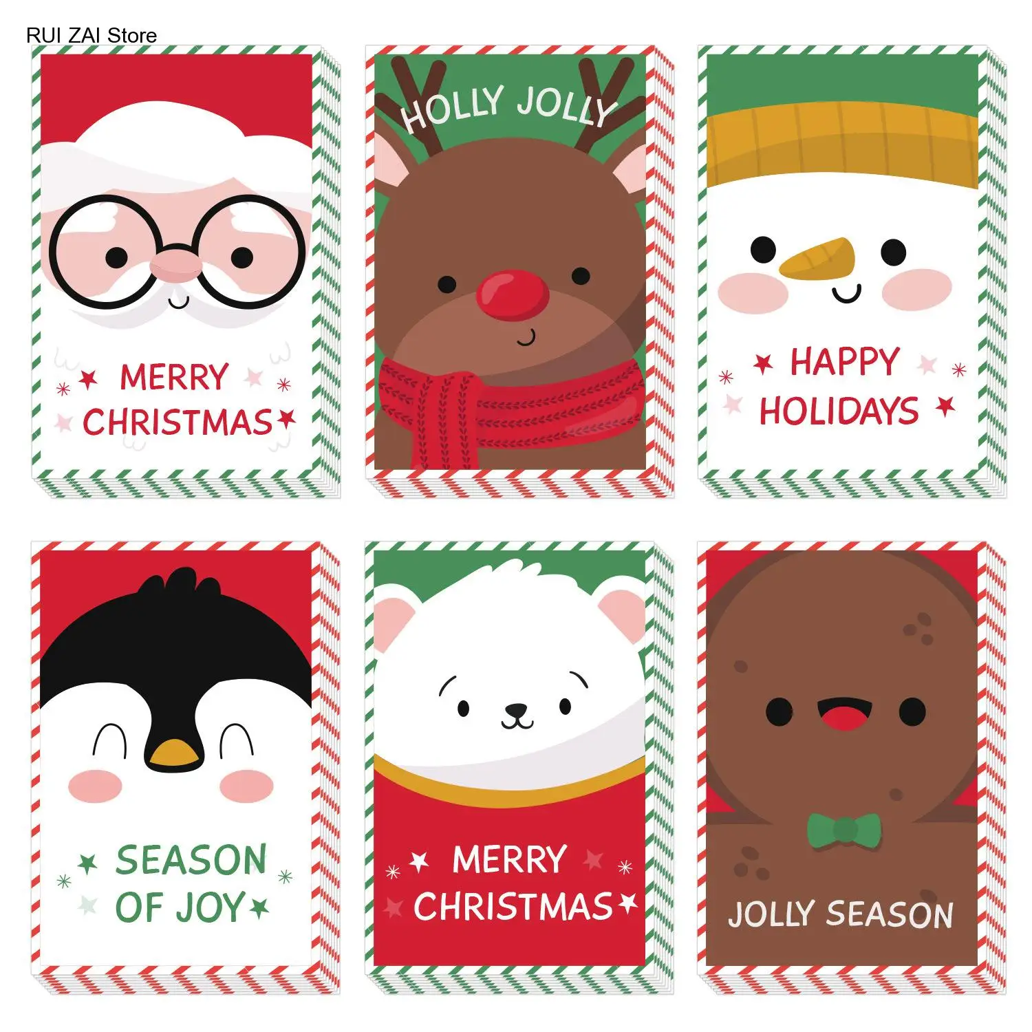 

30 Styles Christmas Card Folding Envelope Set Creative Greeting Card Envelope Set Cards and Envelopes Business Gifts 6Pcs/pack