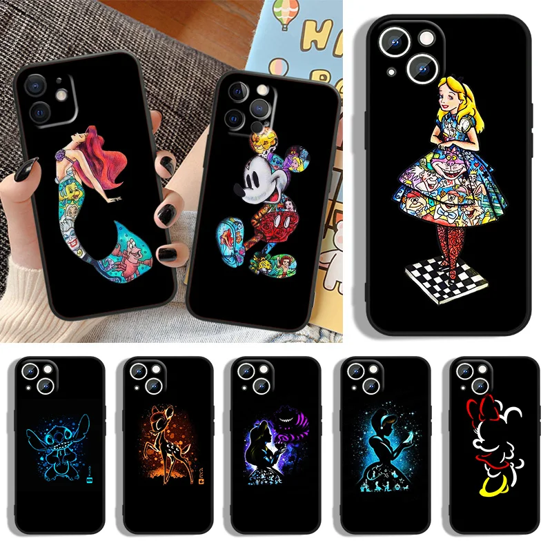 

Disney Princess Marvel Phone Case For Apple iPhone 14 13 12 11 XS XR X 8 7 6 6S 5 5S SE Pro Max Plus mini Black Cover