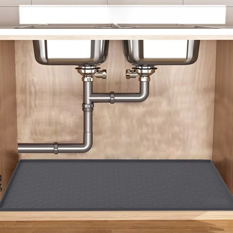 

1Piece 34 X 22In Waterproof Silicone Kitchen Cabinet Mat Under Sink Tray Under Sink Liner With Drainage Hole