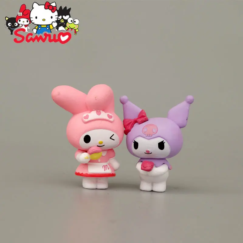 Купи Sanrio Melody Kuromi Hello Kitty Cinnamoroll Pochacco Kawaii Fruit Strawberry Serie Figure Cake Decoration Ornament 3.4-5.5cm за 146 рублей в магазине AliExpress