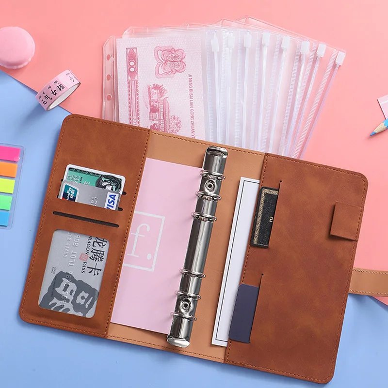 

Envelopes Binder Bill System Leather Set Binder Money Organizer Cash Budget Saving Notebook Budget Pockets