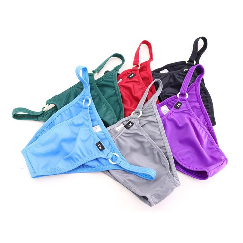 

G-string T-back Thongs With Metal Ring Men Ice Silk Soft Briefs Man G-string Low Rise Underpant Man Breathable Panties Underwear