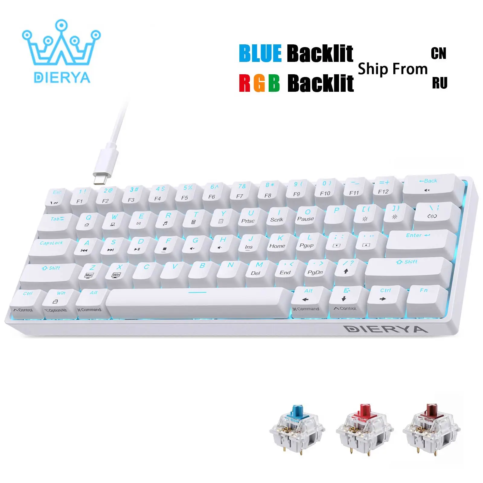 DIERYA DK61SE Mini Mechanical Gaming Keyboard 61 Keys RGB Wired Gamer Keyboard For PC Laptop Removable Cable Office accessories