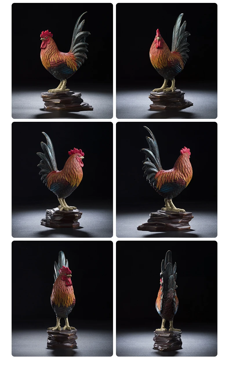 DAJI DALI 2 шт. Азиатский мастер-рабочие работы БРОНЗОВЫЕ удачи Петух Коглы