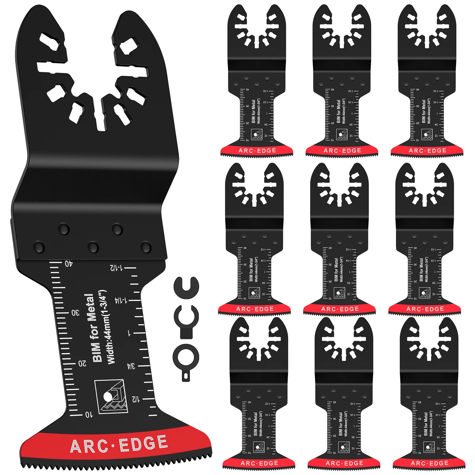 

10 шт. биметаллические Осциллирующие лезвия для пилы, многофункциональные Осциллирующие многофункциональные лезвия для мультитула с 3 переходниками-отверстиями, многофункциональный инструмент с закругленными краями