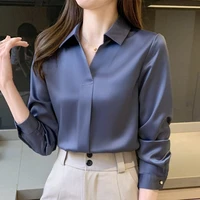 simple solid casual work shirts blouse for woman autumn long sleeve white office shirts and tops camisas de mujer blusas