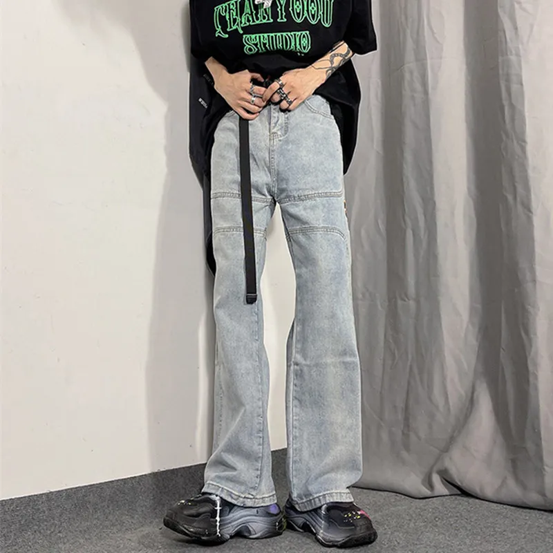 2022 High Street Letter Star Embroidery Vintage Baggy Men Flare Jeans Pants Washed Casual Women Loose Denim Trousers Ropa Hombre