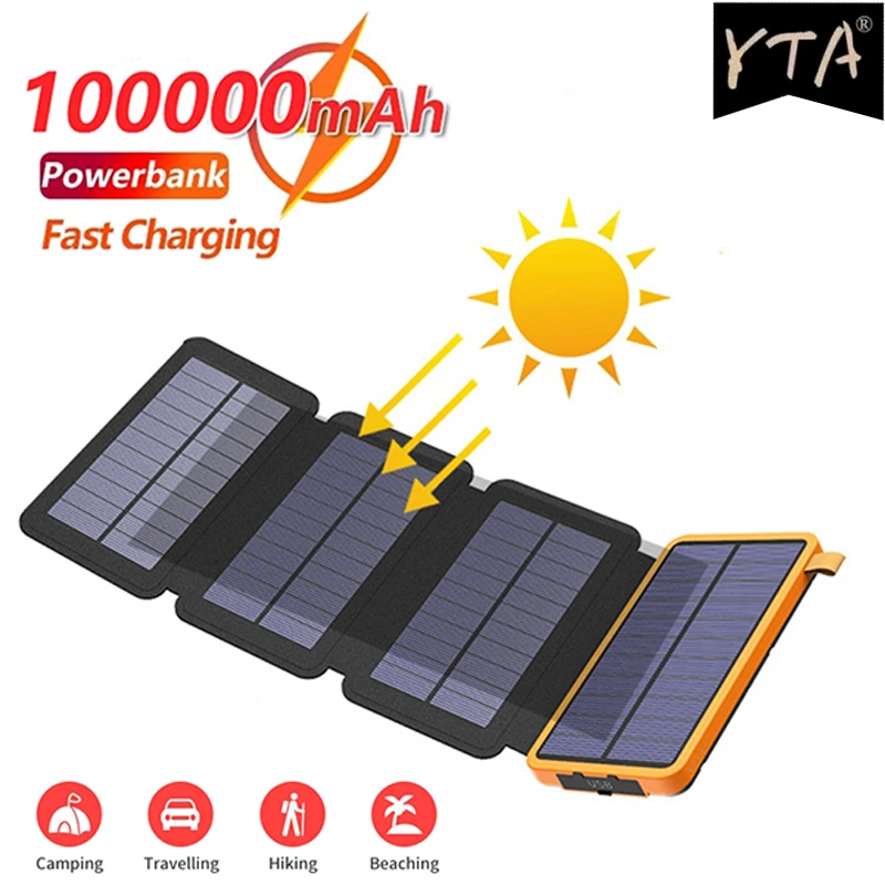 

Портативное зарядное устройство на солнечной батарее, 100000 мАч, 5 В, 2 А