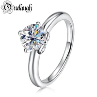 onelaugh 1 0 carat real moissanite solitaire ring 925 sterling silver round cut diamond ring women engagement wedding jewelry