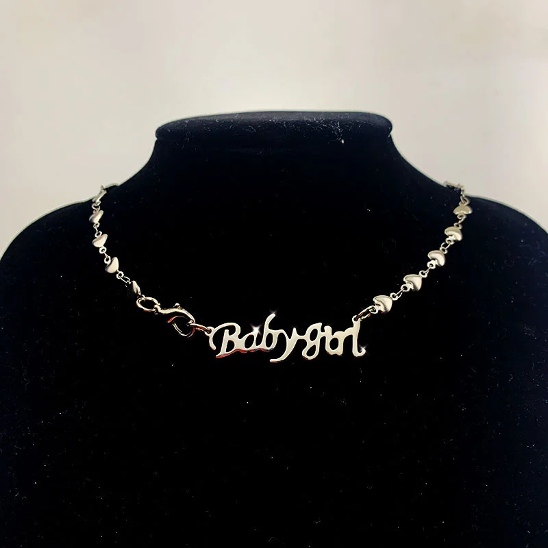 

Letters Jewelry on the Neck Heart Chain Necklaces for Women Vintage Friends Pendant Stainless Steel Jewelry Goth Accessories