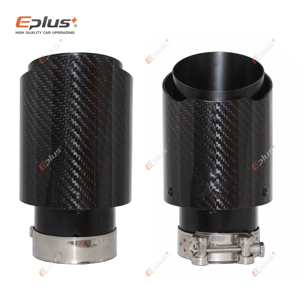 

Universal Car Glossy Carbon Fiber Muffler Tip Exhaust System Pipe Mufflers Nozzle Straight Stainless Black For Akrapovic