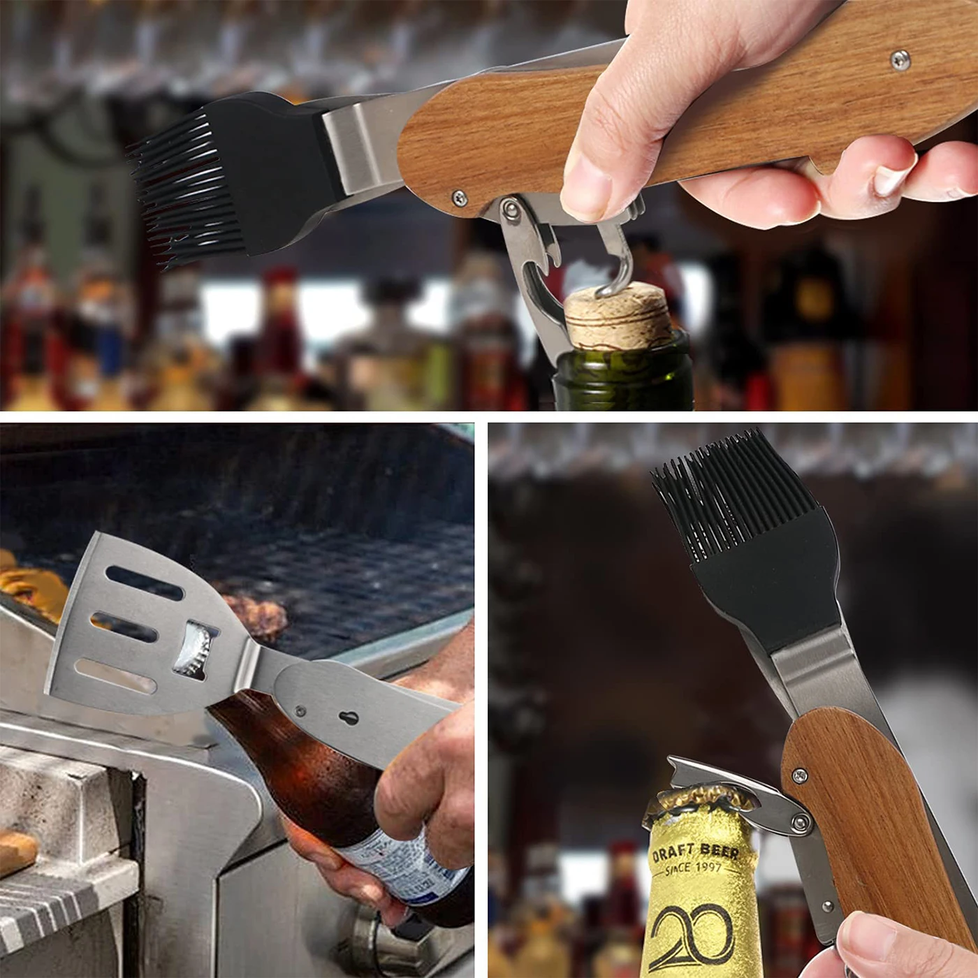 Инструменты для барбекю из нержавеющей стали прочный шпатель вилка щипцы