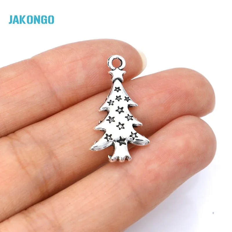 

10pcs Antique Silver Plated Christmas Tree Charms Pendants for Jewelry Making Findings DIY Handmade 27x14mm