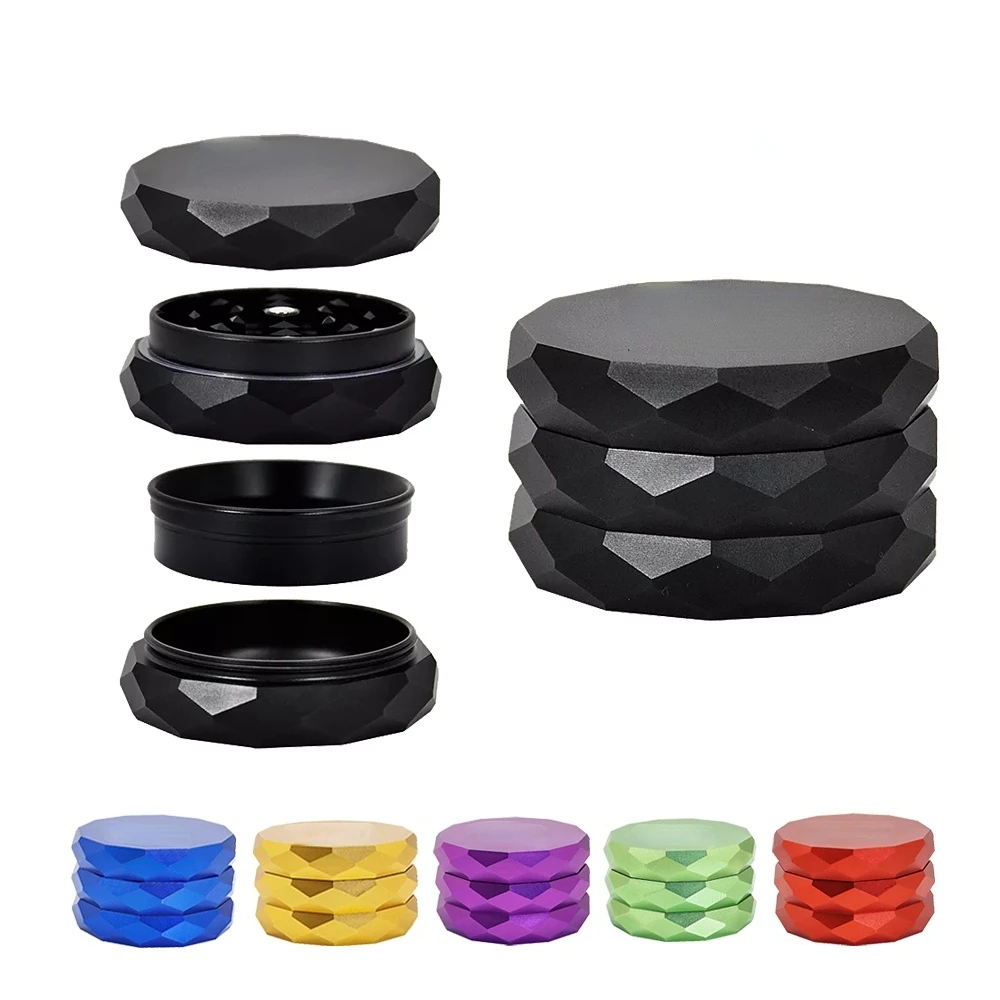 

63MM HONEYPUFF Metal 4 in 1 Diamond Aircraft Aluminum Herbal Grinder with CNC Teeth Smoking Accessories 04