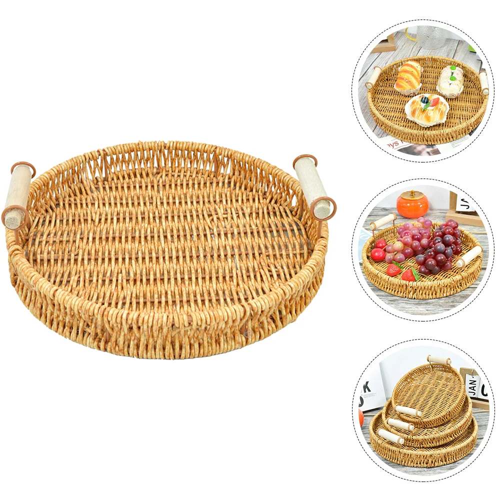 

Fruit Snack Basket Round Basket Tea Cup Basket Bread Serving Basket Chic Fruit Basket Stand Wooden Wicker Bread Basket
