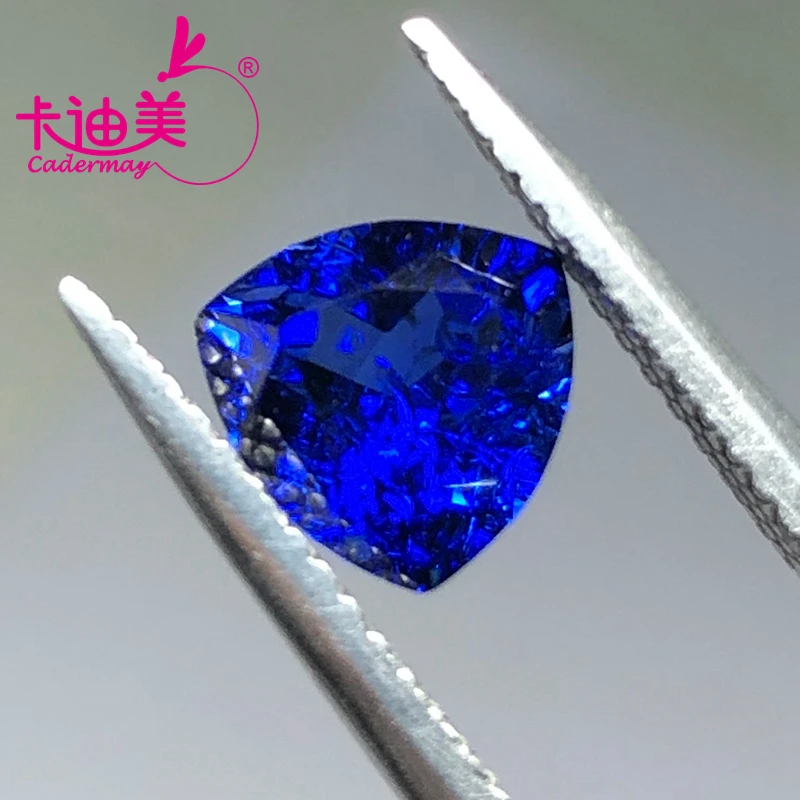 

CADERMAY Hot Sale Trillion Shape Lab Grown 34# Synthetic Sapphire Loose Stone Beads For Jewelry Making DIY