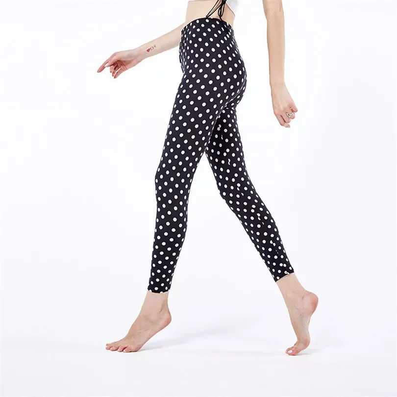Black Leggings Women Polyester Ankle-Length Standard Flower Pants Elasticity Push Up Fitness Female High Waist Bottom