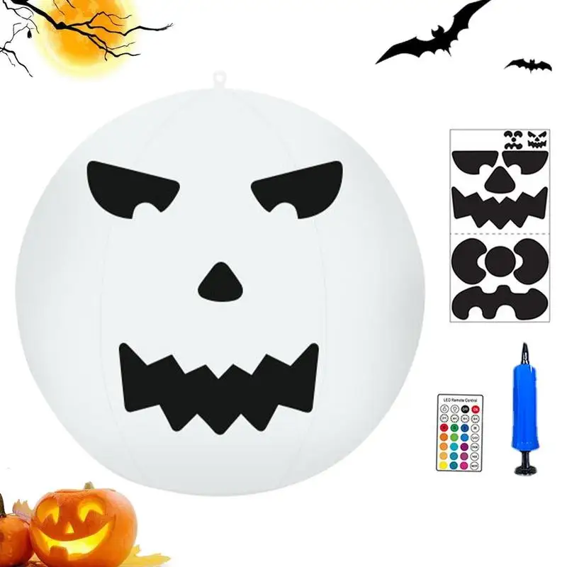 

Inflatable Pumpkin Ball 16in Halloween Hangings Pumpkins Night Light 16 Light Colors Waterproof Colorful Lights Solar Powered