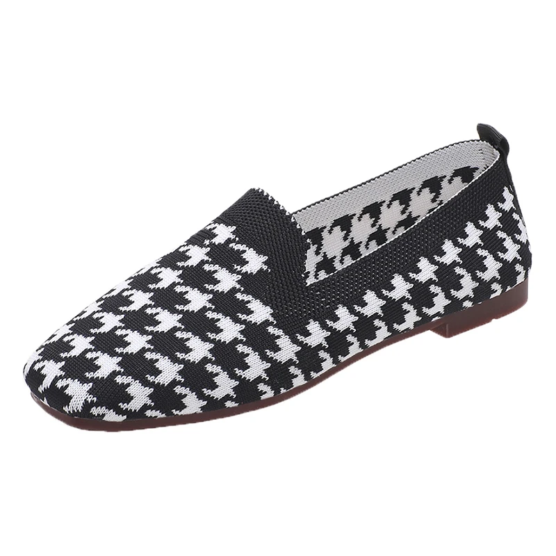 

Woman Loafers Houndstooth Knitted Slip on Shoes Spring Flat Moccasins Ladies Wide Fit Zapatos De Mujer Loafers Flat Shoes Women