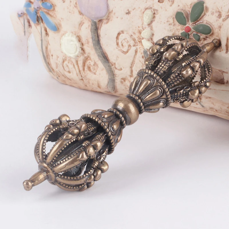 

Vintage Copper Vajra Pestle Feng Shui Ornament Religious Collection Buddha Instrument Home Decorations Antique Brass Desk Decor