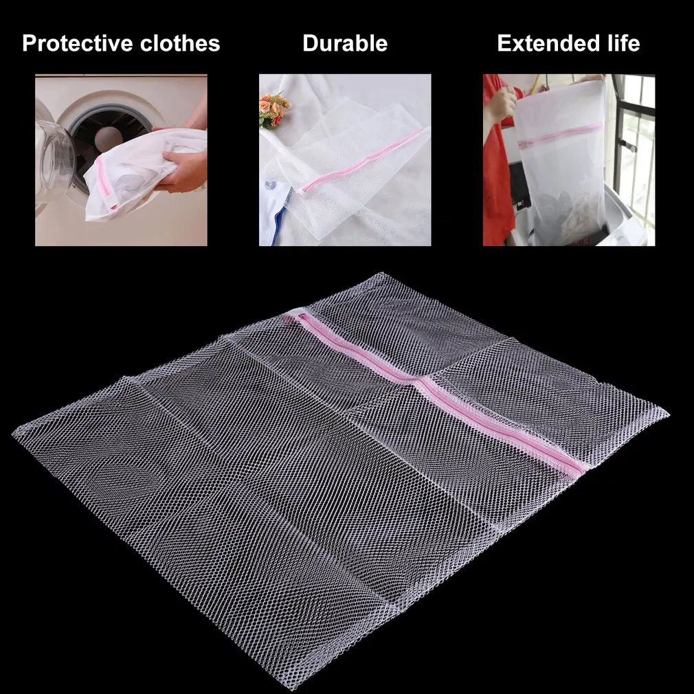 

Hot New Foldable Thicken Zippered Mesh Laundry Wash Bags Delicates Lingerie Washing Machine Clothes Protection Net Laundry Bag