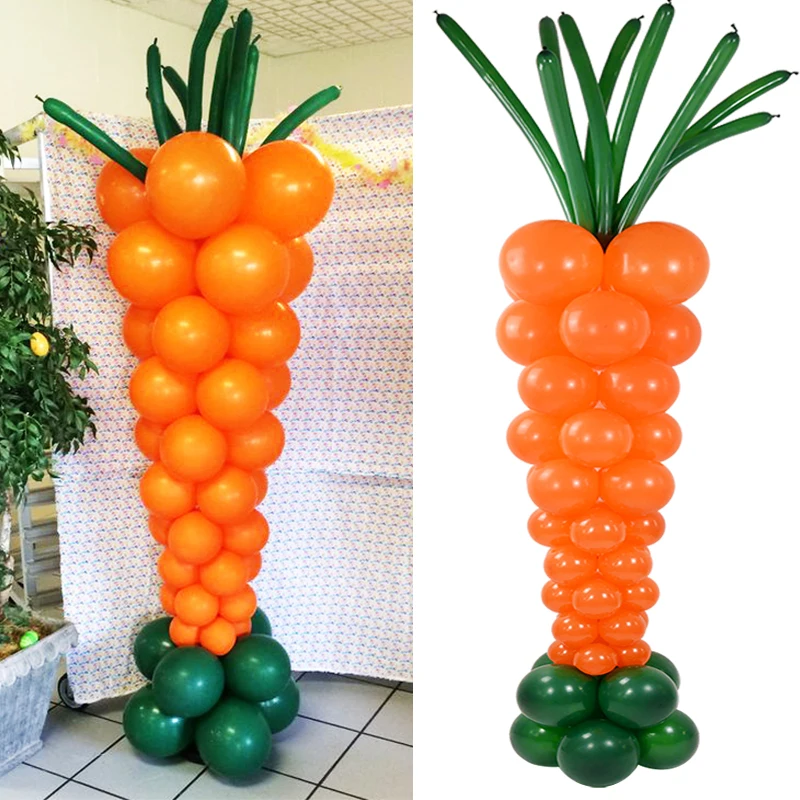 

61pcs Happy Easter Decoration Carrot Shape Latex Balloons Bunny Carrot Vegetable Balloons For Spring Easter Birthday Party Decor