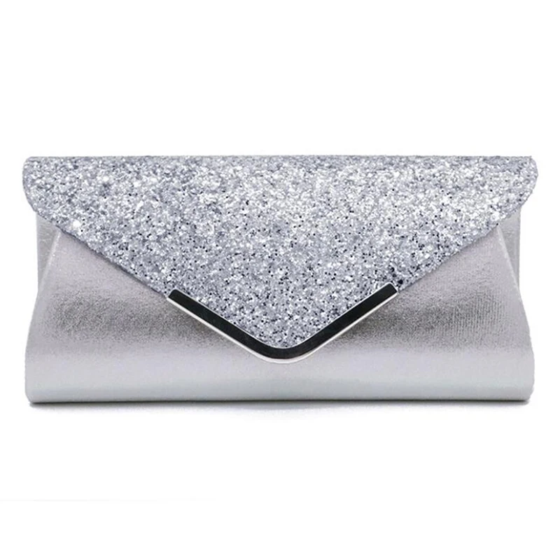 

Glitter Party Solid Color Bag Ladies 2023 Convenient Shimmer Evening Envelope Sequins Women's Portable Handbag Clutch Prom