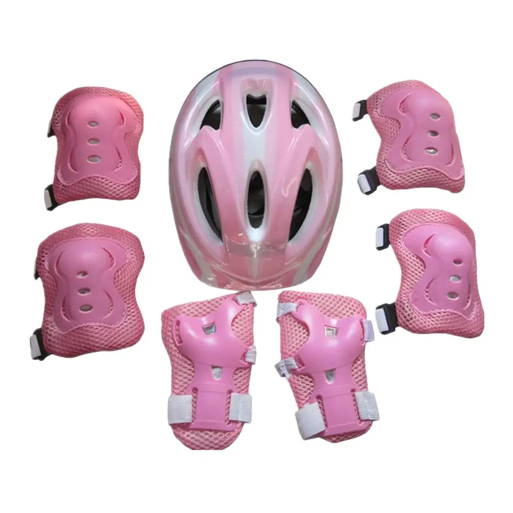 

7pcs Kids Sports Protective Gear Set 58-62cm Helmet, Knee & Elbow Pads, Wrist Guards for Bicycle Cycling Roller Skating