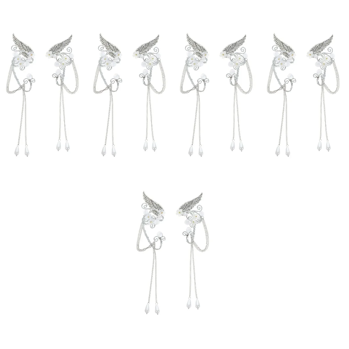 

5 пар, женские серьги-каффы с жемчугом