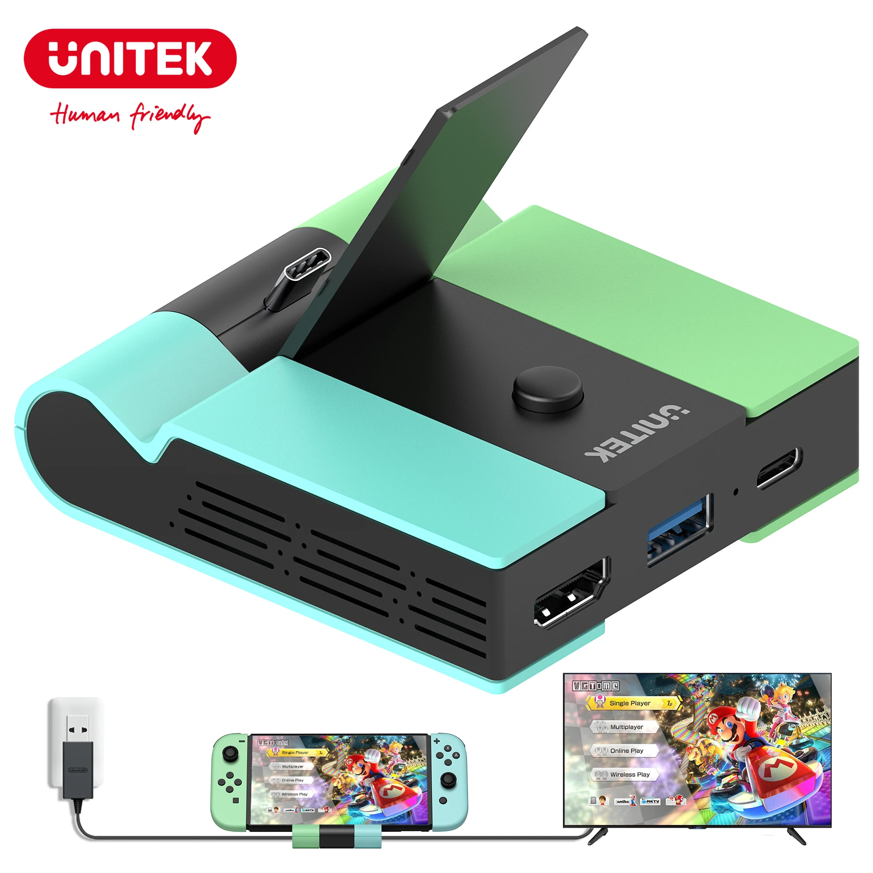 

Unitek Game Docking Station with 45W Type-C PD Charging 4K HDMI USB 3.0 for Nintendo Switch OLED Lite Gaming Dock HUB for TV