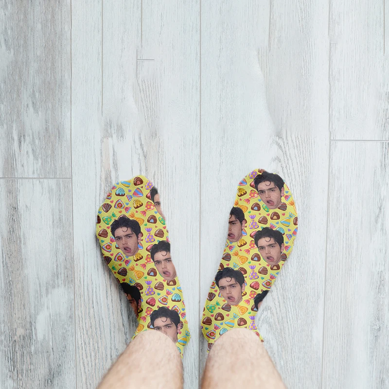 3D Cute Candy Customized Friends Face Printed Short Socks for Men Women Fashion Funny Socks DIY Design Socks Drop Shipping