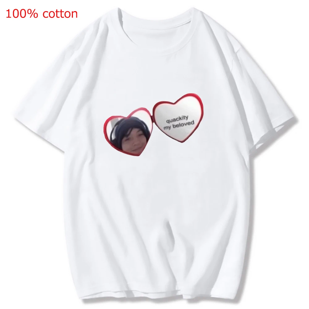 Женская/мужская футболка с принтом Quackity летняя черная/белая уличная одежда в