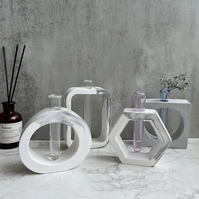 

Силиконовая форма для гидропонного цветочного горшка, круглая прямоугольная Цветочная ваза и гипс для цветочного горшка, декоративная эпоксидная форма из смолы