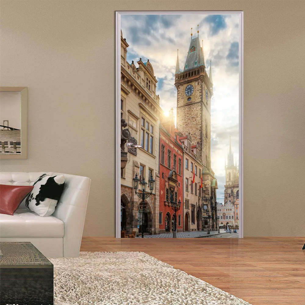 

hua gu Cross-Border Supply Bell Tower Door Mural Mural Painting Amazon Supply EBay Supply AliExpress Supply pjop